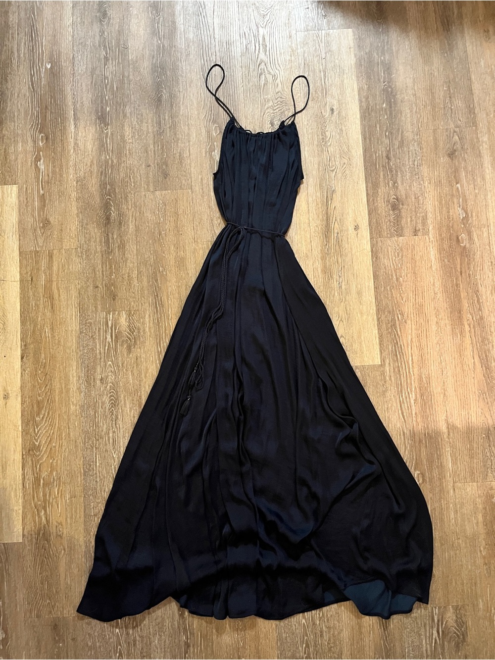 Abercrombie & Fitch Navy Spaghetti-Strap Maxi Dress with Tie Waist